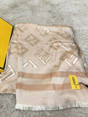 FENDI FF Monogram Jacquard Cashmere Scarf